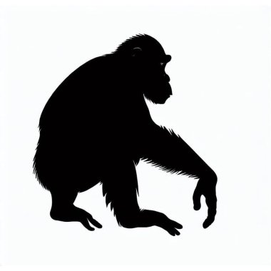 Vector Silhouette of Chimpanzee, Intelligent Chimpanzee Graphic for Wildlife Concepts clipart