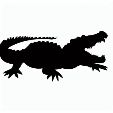 Vector Silhouette of Crocodile,alligator, Stealthy Crocodile Illustration for Nature and Wildlife Designs clipart