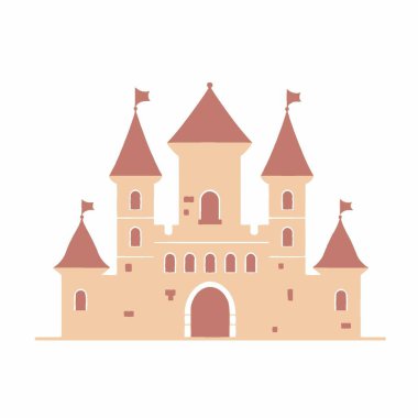 Castle Vector İlüstrasyon Tahkimatı, Saray, Ortaçağ, Mimarlık, Simge.