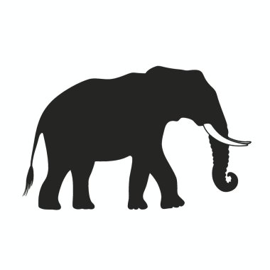 Platybelodon silhouette,Minimalist Flat Black and White Silhouette Icon. clipart