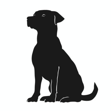 Köpek silueti, Minimalist Düz Siyah ve Beyaz Siluet Simgesi.