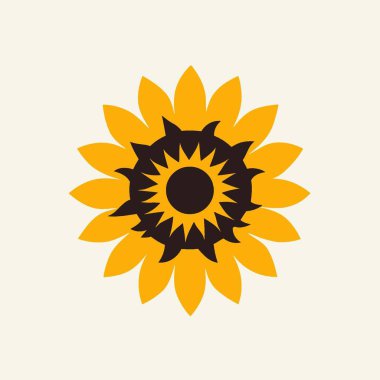 Sade Arkaplanda Ayçiçeği Logo Biçimli Vektör Sanatı.