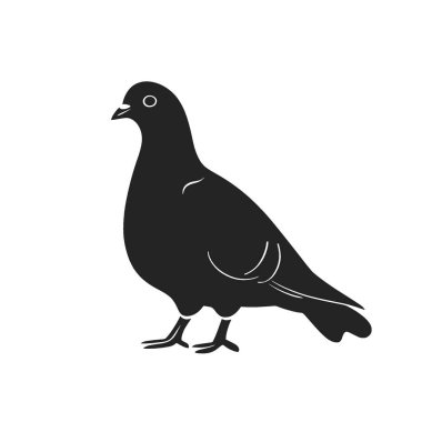 Pigeon silhouette,Elegant Black and White Silhouette Flat Icon. clipart