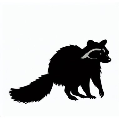 Vector Silhouette of Raccoon, Curious Raccoon Illustration for Animal and Nature Themes clipart