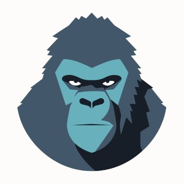 Gorilla Flat Vector Art Wildlife, Animal, Ape, Primate, Icon. clipart