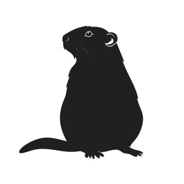 Lemming silueti, Tarz Siyah ve Beyaz Simge Düz Vektör Tasarımı.