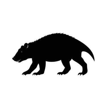Hyaenodon silueti, Zarif Siyah ve Beyaz Siluet Düz Simge.