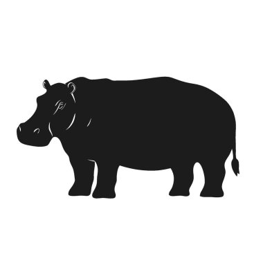 Hippopotamus silhouette,Versatile Black and White Vector Icon for Projects. clipart