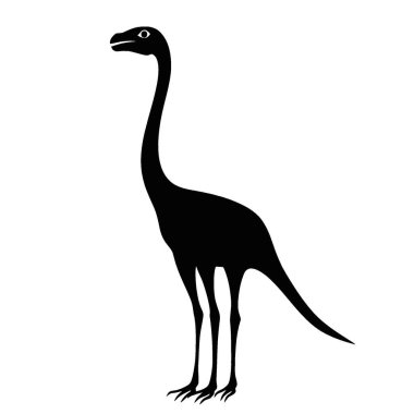 Ornithomimus silhouette,Modern Black and White Silhouette Flat Icon. clipart