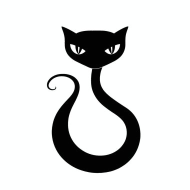 Cat Eyed Snake silhouette,Stylish Black and White Icon Flat Vector Design. clipart