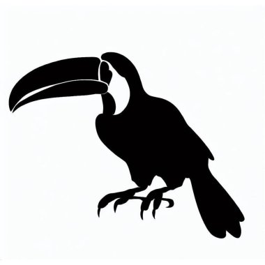 Toucan 'ın Vektör Silueti, Kuş ve Tropikal Konseptler için Oyuncu Tukan Grafiği