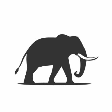 Platybelodon silhouette,Minimalist Flat Black and White Silhouette Icon. clipart