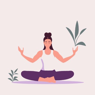 Sade Arkaplanda Yoga Eğitmeni Vektör Sanatı.