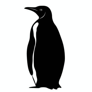 İmparator Penguen silueti, Temiz Siyah ve Beyaz Vektör Siluet Sanatı.