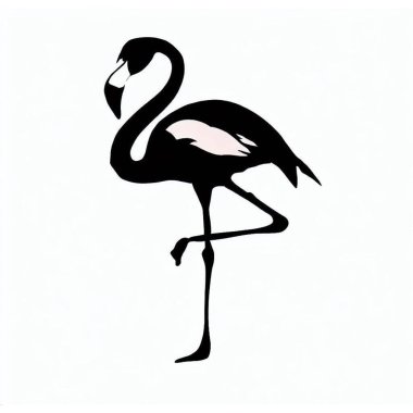 Flamingo Vektörü Silueti, Kuş ve Tropikal Konseptler için Pembe Flamingo Grafiği