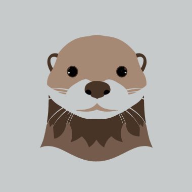 Sea Otter Flat Vector Art Marine, Animal, Wildlife, Icon. clipart