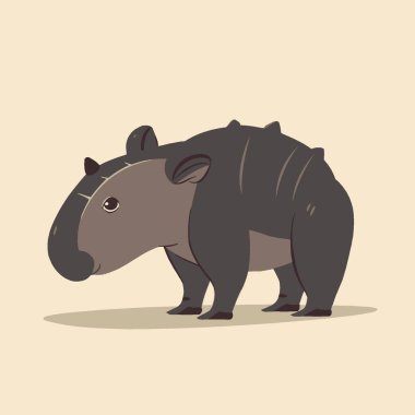 Tapir Vektör Sanatı Basit Şekil Vectorin Düz Arkaplan.