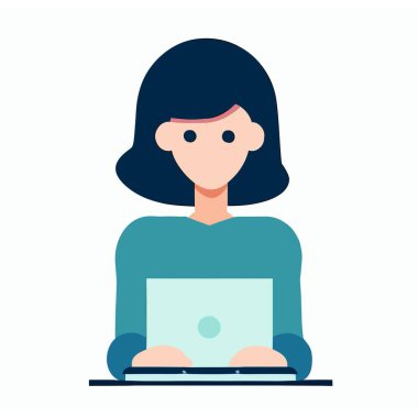 Bir Kadın Programcının Vektörü, Programlama ve Kodlama Tasarımları için Basit Vektör İllüstrasyonu