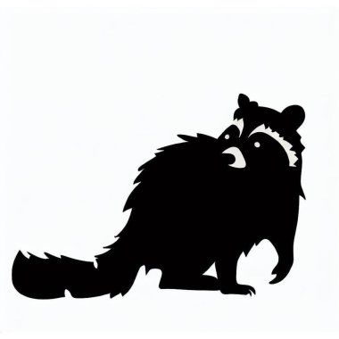 Vector Silhouette of Raccoon, Curious Raccoon Illustration for Animal and Nature Themes clipart