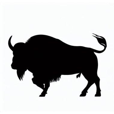 Buffalo 'nun Vektör Silueti, Vahşi Yaşam ve Doğa Teması İçin Güçlü Bufalo İllüstrasyonu