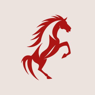 Ruhlu Mustang Logosu Tek Renkli Vahşi At Amblemi, Binicilik Simgesi.