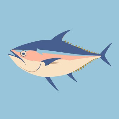 Tuna Düz Vektör Sanatı Basit Vektör Simgesi Biçimi.