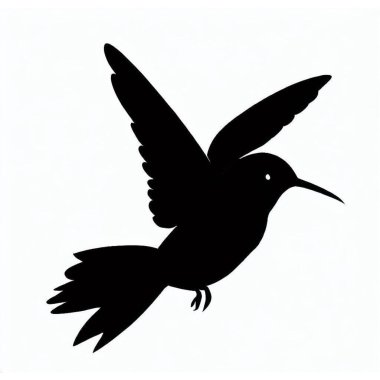 Vector Silhouette of Hummingbird, Delicate Hummingbird Illustration for Bird and Flower Designs clipart