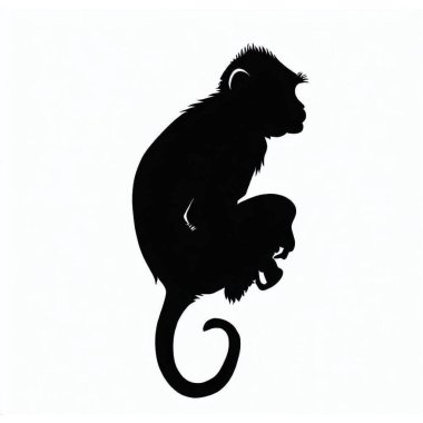 Vector Silhouette of Monkey, Playful Monkey Illustration for Jungle and Nature Themes clipart