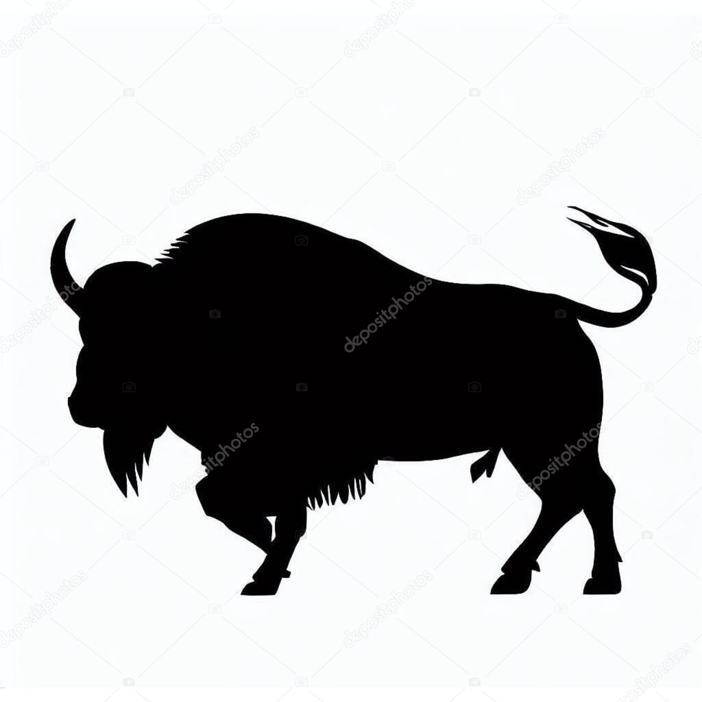 Vector Silhouette of Buffalo, Strong Buffalo Illustration for Wildlife and Nature Themes