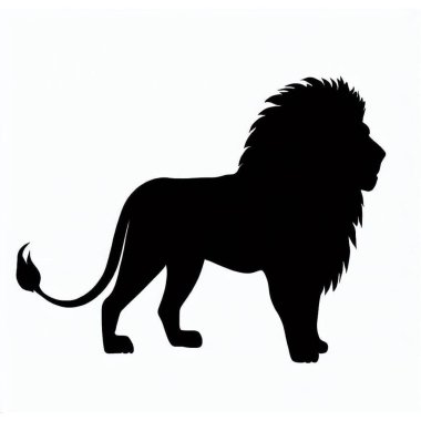 Aslan 'ın Vektör Silueti, Vahşi Yaşam ve Doğa Kavramları için Görkemli Aslan İllüstrasyonu