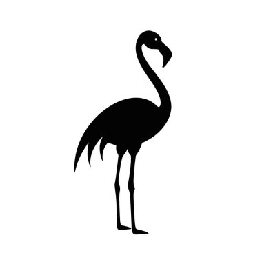 Flamingo silueti, Temiz Siyah ve Beyaz Vektör Siluet Sanatı.