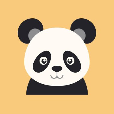 Panda Yassı Vektör Sanat Ayısı, Nesli Tehlike Altında, Bambu, Hayvan, Simge.