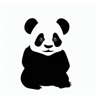 Vector Silhouette of Panda, Cute Panda Illustration for Endangered Species Concepts clipart