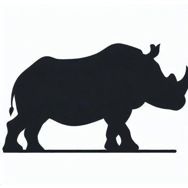 Vector Silhouette of Rhino, Powerful Rhino Illustration for Wildlife and Nature Themes clipart