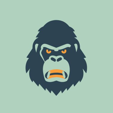 Dominant Gorilla Flat Vector Art Primate, Wildlife, Animal, Ape, Icon. clipart