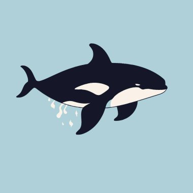 Stealthy Orca Killer Whale Flat Vector Art Simple. clipart