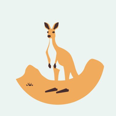 Kangaroo Flat Vector Art Wildlife, Animal, Marsupial, Australia, Icon. clipart