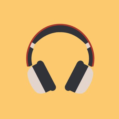Kulaklıklar Düz Vektör Sanat Ses, Müzik, Teknoloji, Aygıt, Simge.