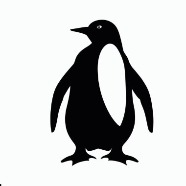 Penguen vektörü, Penguen 'in vektör görüntüsü, Penguen silueti siyah ve beyaz renk teması