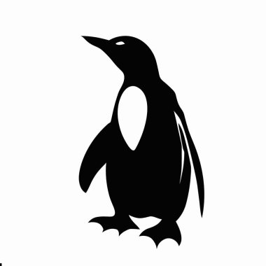 Penguen vektörü, Penguen 'in vektör görüntüsü, Penguen silueti siyah ve beyaz renk teması