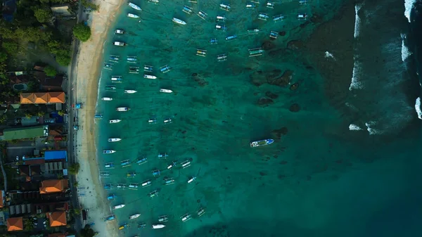 Luftaufnahme Des Hafens Padang Bai Auf Der Insel Bali Viele — Stockfoto