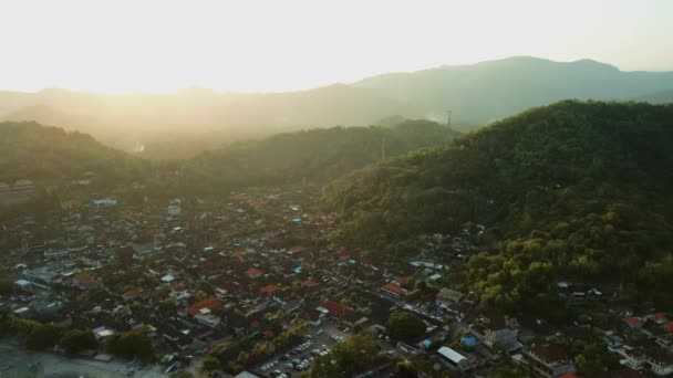 Letecký Pohled Přístav Vesnici Padang Bai Ostrově Bali Čas Západu — Stock video
