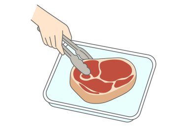 Maşayla Biftek Tutmanın İllüstrasyonu