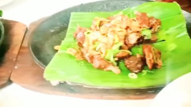 Lezzetli Asya yemeklerinin yakın görüntüsü