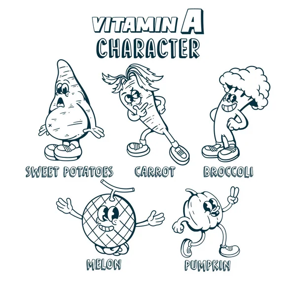Vitamin Mascot Cartoon Character Coloring Book — Stock Vector