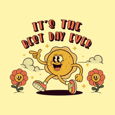 Yürüyen güneş karakteri tişört tasarımı çiçekli çizim