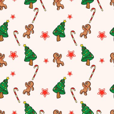 Kusursuz desenli Noel zencefilli ekmek ve ağaç