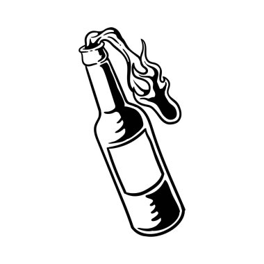 siyah ve beyaz tek renkli molotof vektör karikatür çizimi