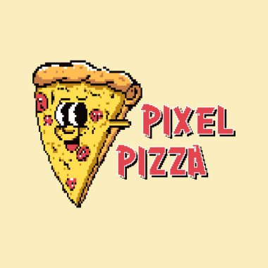 Çizgi film pikselli pizzanın çizimi