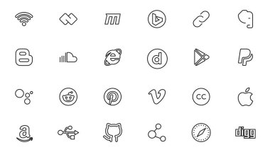 Gerçekçi sosyal medya logoti koleksiyonu: Facebook, instagram, twitter, youtube, linkedin, snapchat, telgraf, pinterest, what sap, periscope, vimeo. Sosyal medya simgeleri